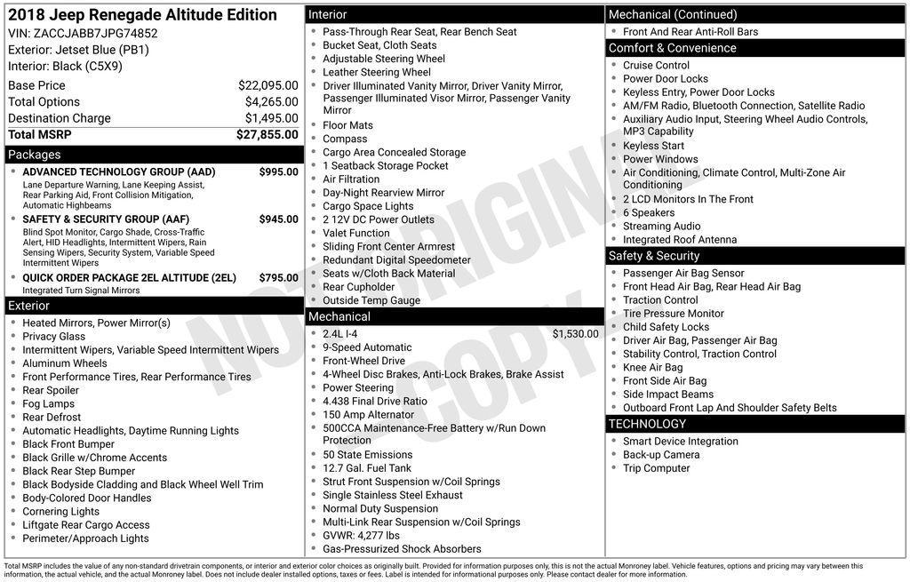 used 2018 Jeep Renegade car, priced at $13,250