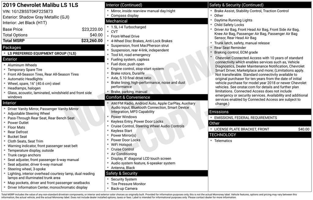 used 2019 Chevrolet Malibu car, priced at $12,771