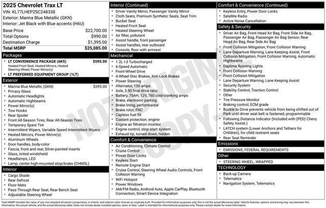 new 2025 Chevrolet Trax car, priced at $20,641