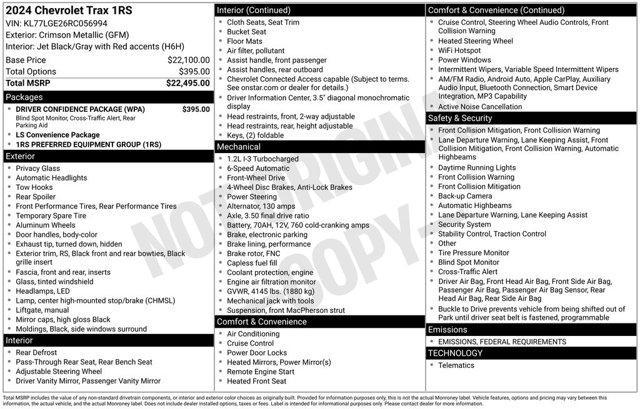 used 2024 Chevrolet Trax car, priced at $20,771
