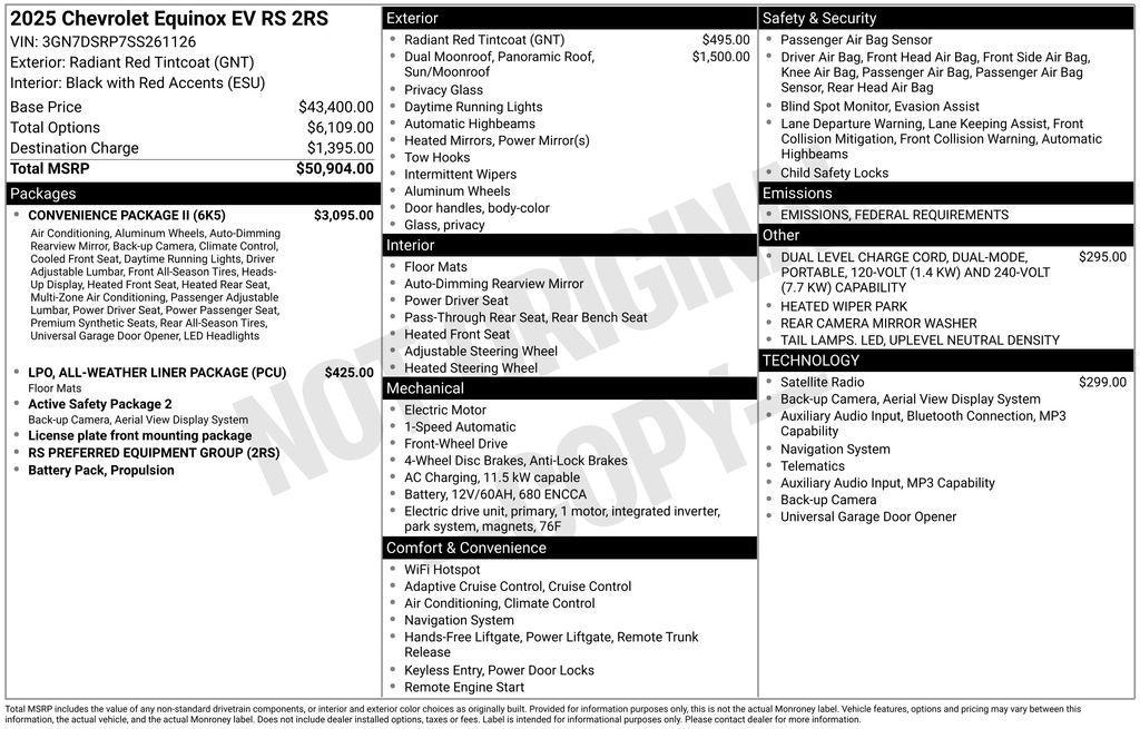 new 2025 Chevrolet Equinox EV car, priced at $44,904