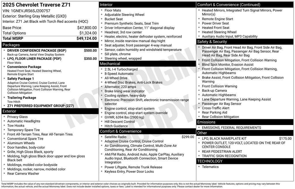 new 2025 Chevrolet Traverse car, priced at $48,219