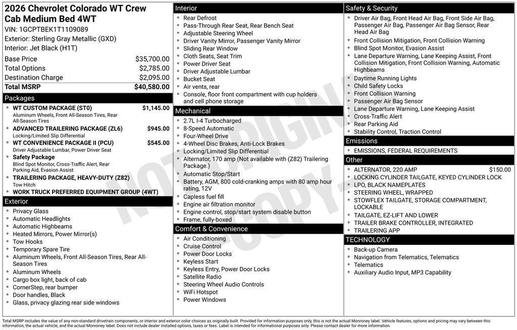 new 2026 Chevrolet Colorado car, priced at $38,080