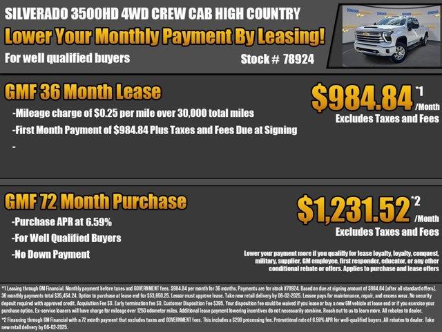 new 2025 Chevrolet Silverado 3500 car, priced at $73,075