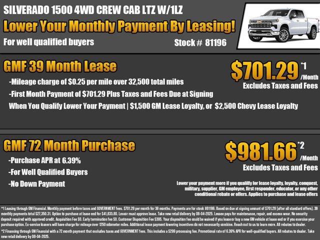new 2025 Chevrolet Silverado 1500 car, priced at $58,580