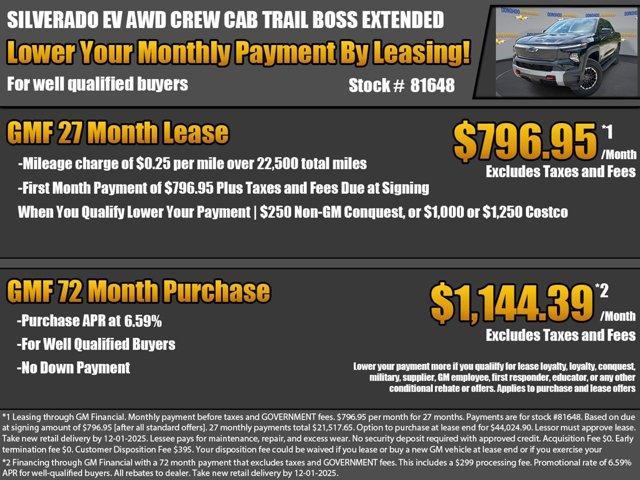 new 2026 Chevrolet Silverado EV car, priced at $67,905