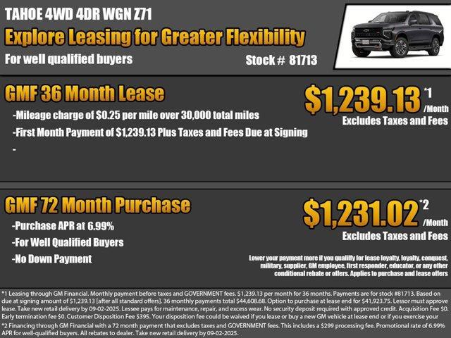 new 2025 Chevrolet Tahoe car, priced at $72,225