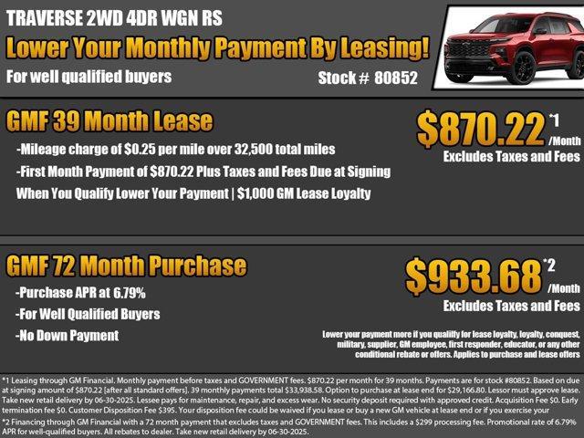 new 2025 Chevrolet Traverse car, priced at $55,090