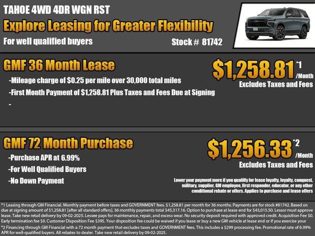 new 2025 Chevrolet Tahoe car, priced at $73,710