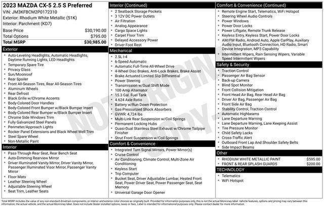 used 2023 Mazda CX-5 car, priced at $27,485