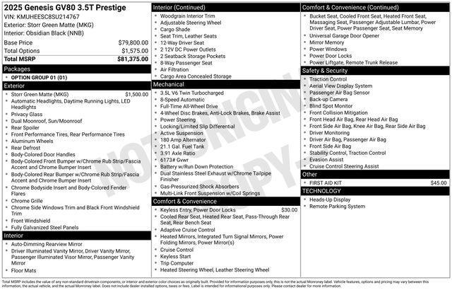 used 2025 Genesis GV80 car, priced at $64,995