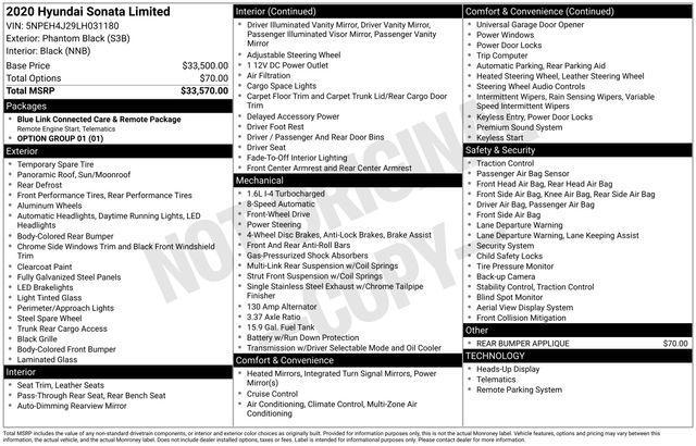 used 2020 Hyundai Sonata car, priced at $18,936