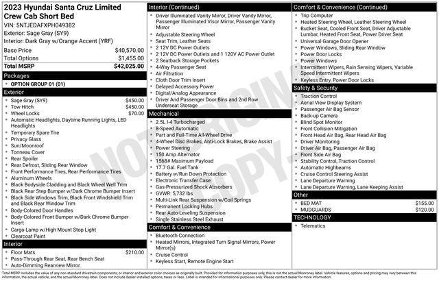 used 2023 Hyundai SANTA CRUZ car, priced at $28,895