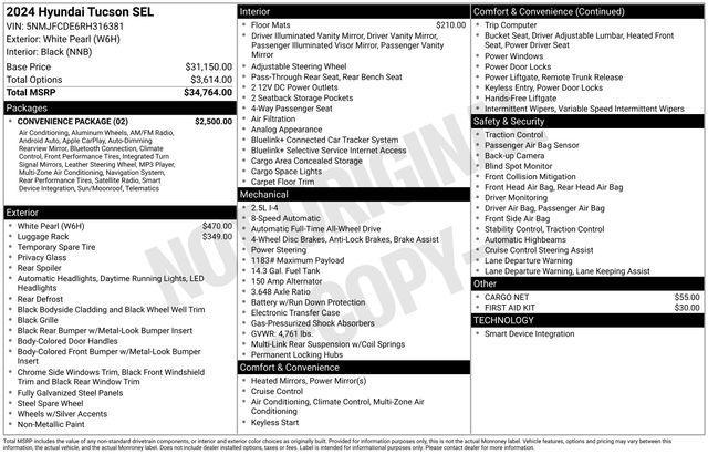 used 2024 Hyundai Tucson car, priced at $26,415