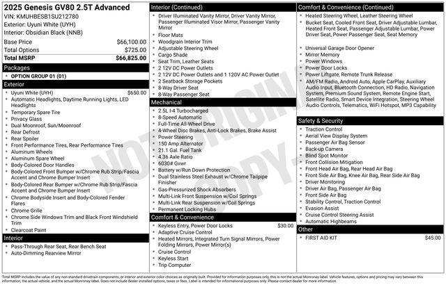 used 2025 Genesis GV80 car, priced at $53,245