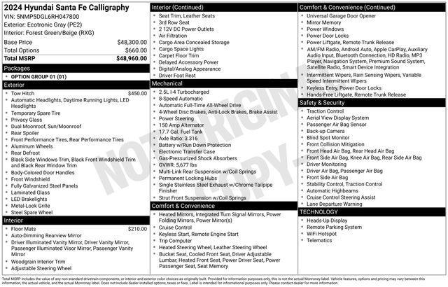 used 2024 Hyundai Santa Fe car, priced at $36,423