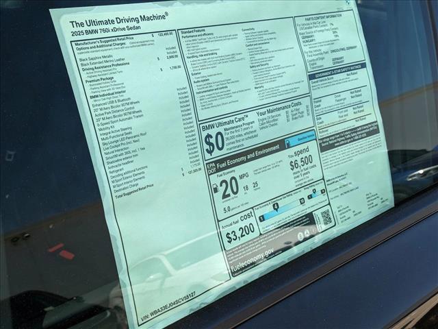 new 2025 BMW 760 car, priced at $127,325