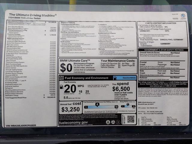 new 2024 BMW 760 car, priced at $126,045