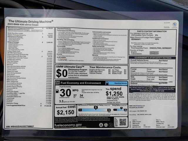 new 2025 BMW 430 car, priced at $57,825