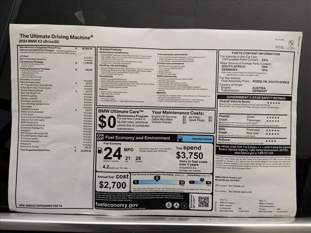 used 2024 BMW X3 car, priced at $48,662