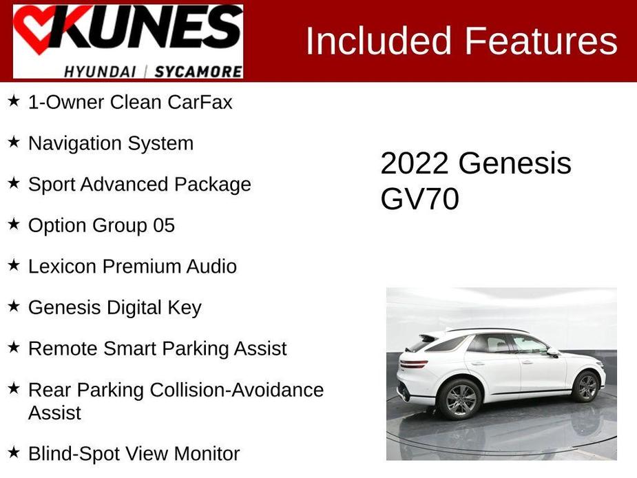 used 2022 Genesis GV70 car, priced at $34,577