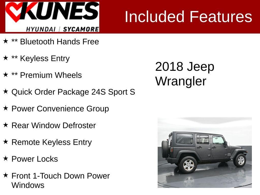 used 2018 Jeep Wrangler JK Unlimited car, priced at $15,121