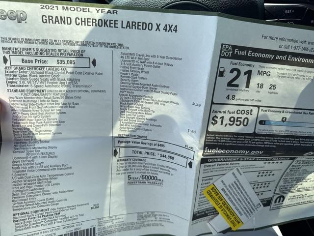 used 2021 Jeep Grand Cherokee car, priced at $24,516