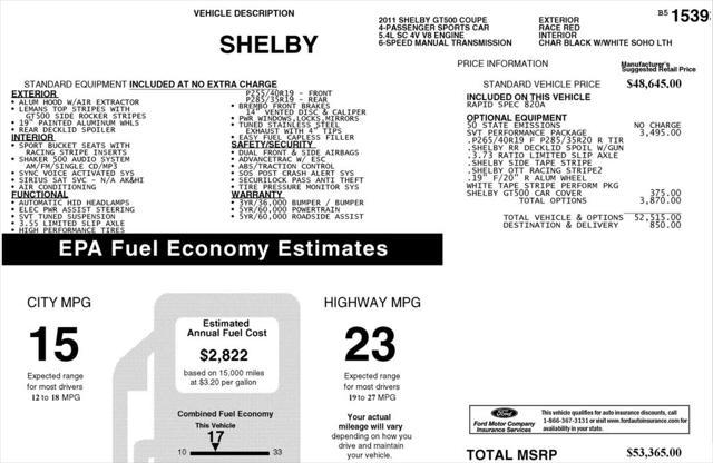 used 2011 Ford Shelby GT500 car, priced at $34,900