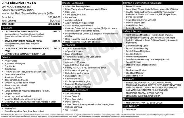 used 2024 Chevrolet Trax car, priced at $20,698
