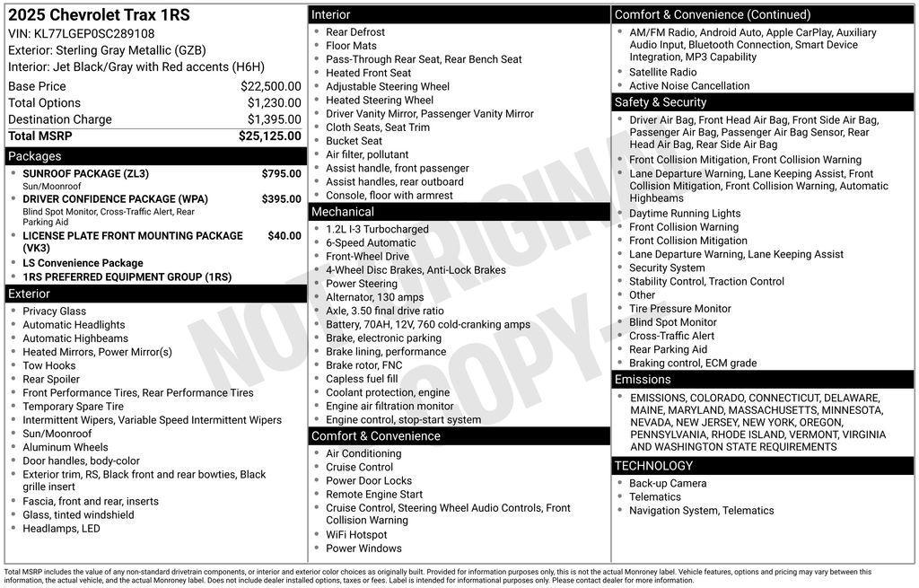 used 2025 Chevrolet Trax car, priced at $23,498