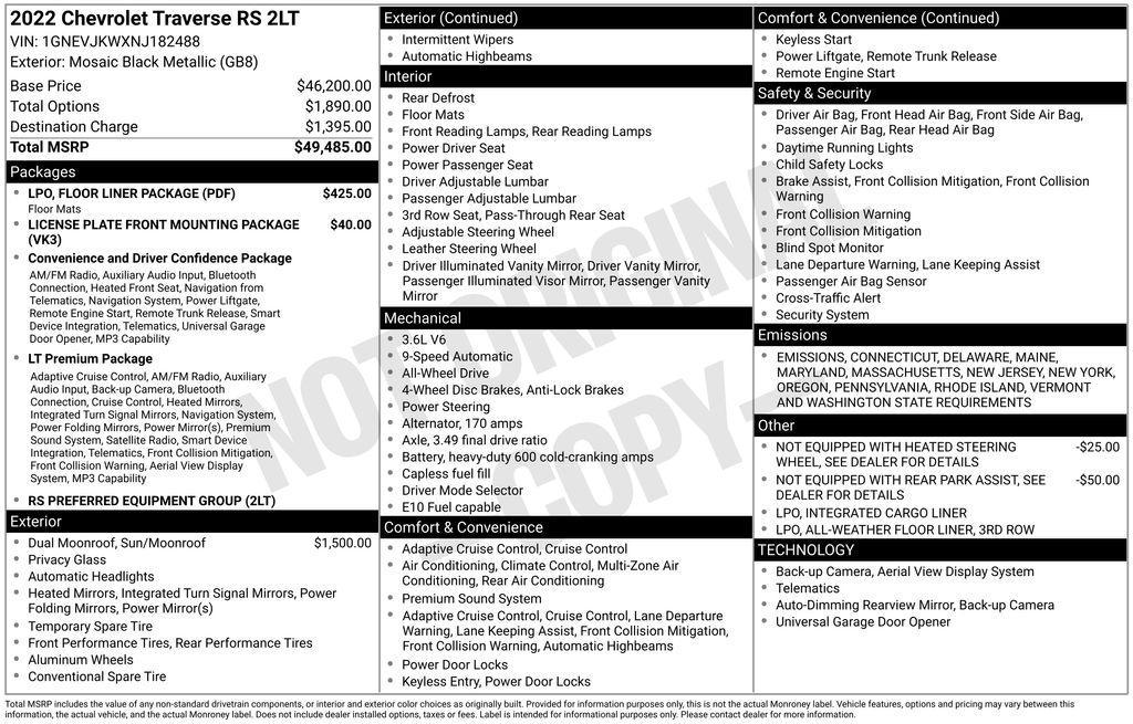 used 2022 Chevrolet Traverse car, priced at $32,495