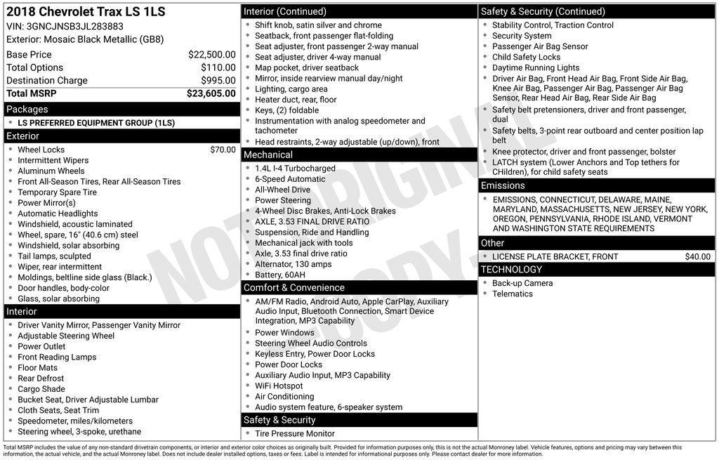 used 2018 Chevrolet Trax car, priced at $10,775