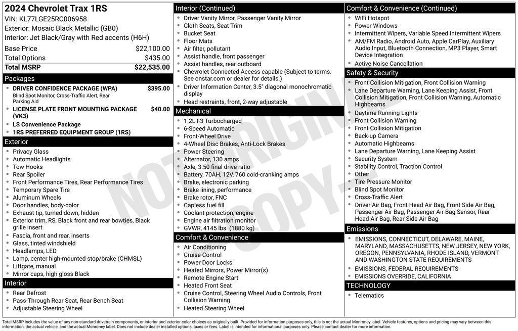 used 2024 Chevrolet Trax car, priced at $22,495
