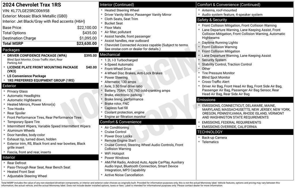 used 2024 Chevrolet Trax car, priced at $19,795