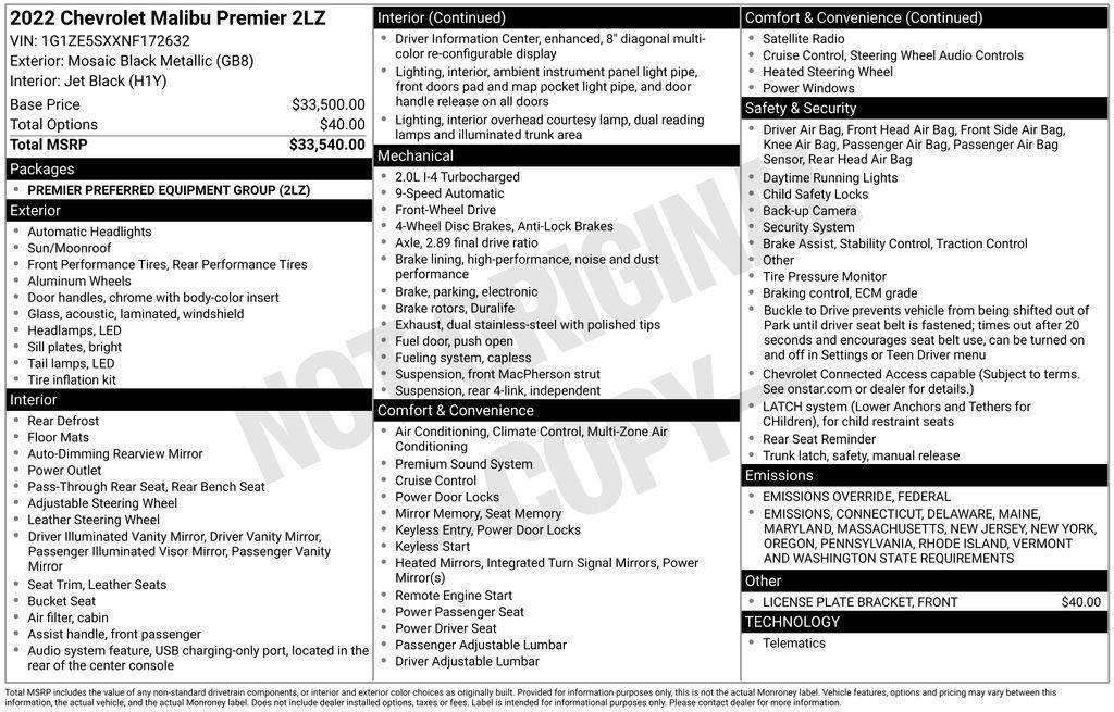 used 2022 Chevrolet Malibu car, priced at $24,645