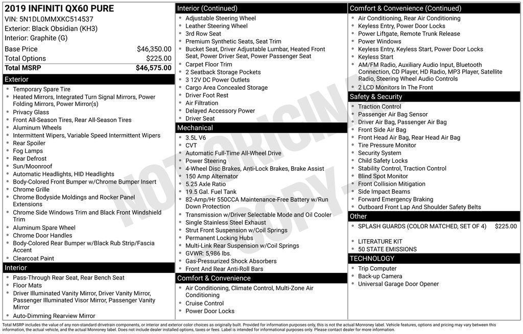 used 2019 INFINITI QX60 car, priced at $17,795