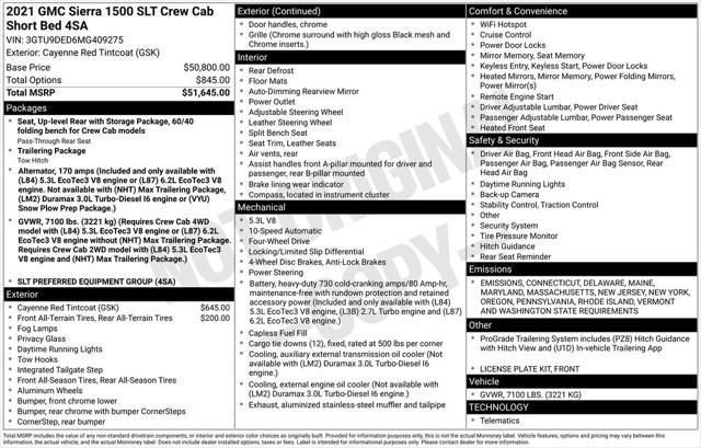 used 2021 GMC Sierra 1500 car, priced at $42,495