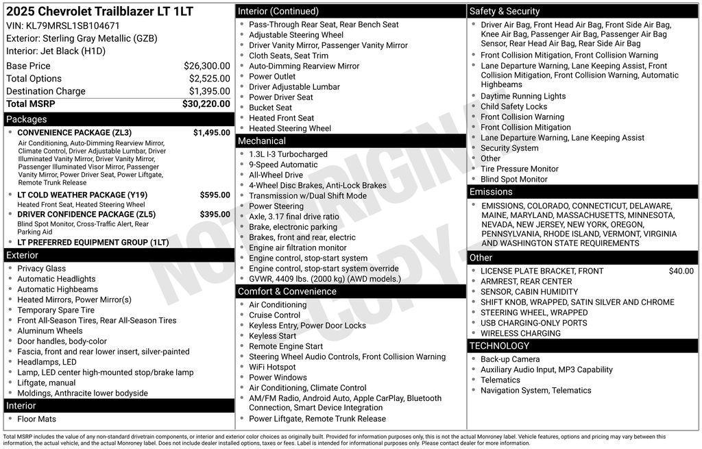 used 2025 Chevrolet TrailBlazer car, priced at $24,998