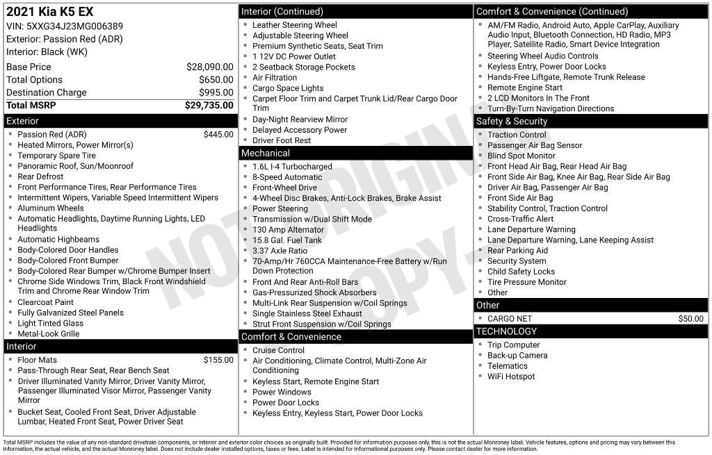 used 2021 Kia K5 car, priced at $19,999