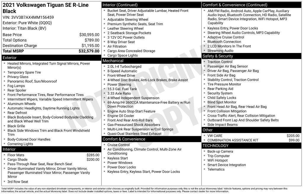 used 2021 Volkswagen Tiguan car, priced at $19,399