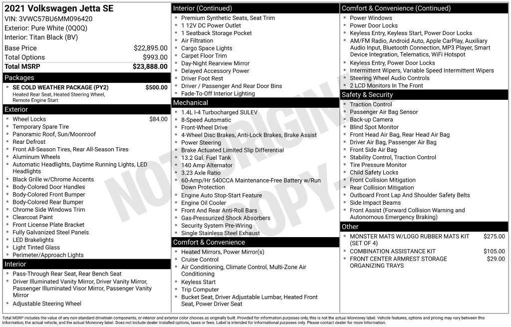 used 2021 Volkswagen Jetta car, priced at $16,999