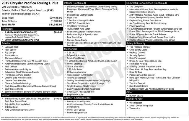 used 2019 Chrysler Pacifica car, priced at $18,900