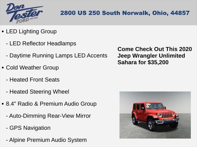 used 2020 Jeep Wrangler Unlimited car, priced at $35,200