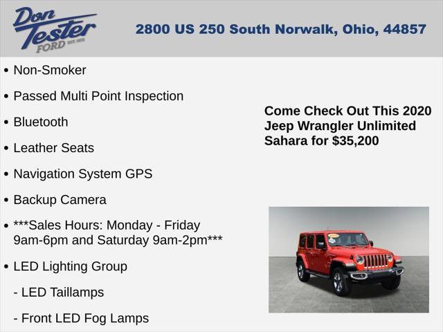 used 2020 Jeep Wrangler Unlimited car, priced at $35,200