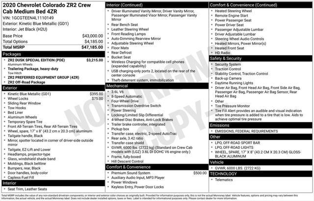 used 2020 Chevrolet Colorado car, priced at $31,000