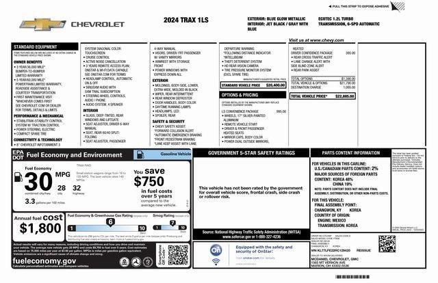 used 2024 Chevrolet Trax car, priced at $20,800
