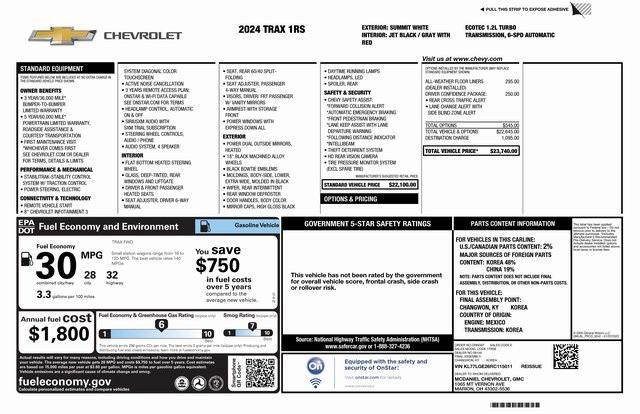 used 2024 Chevrolet Trax car, priced at $22,500