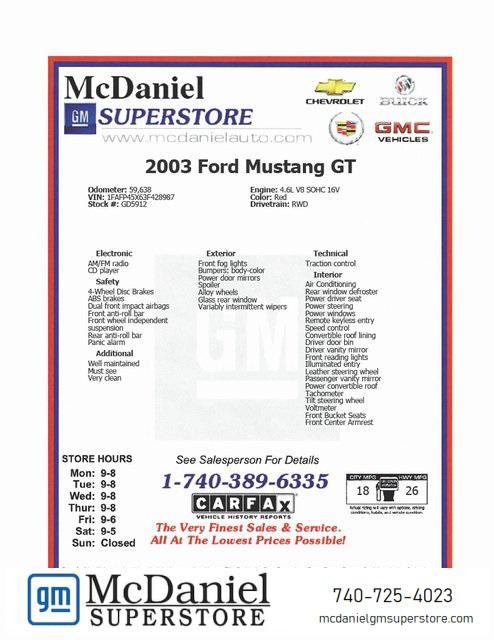 used 2003 Ford Mustang car, priced at $15,000