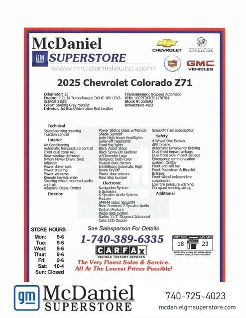 new 2025 Chevrolet Colorado car, priced at $49,185
