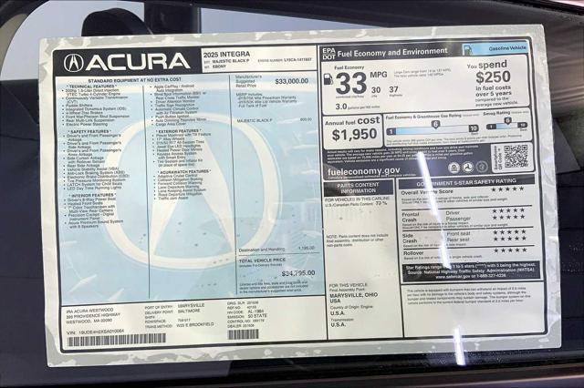 new 2025 Acura Integra car, priced at $34,795